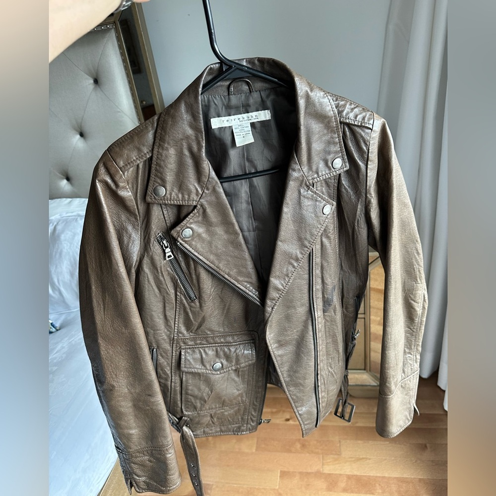 Brown leather jacket